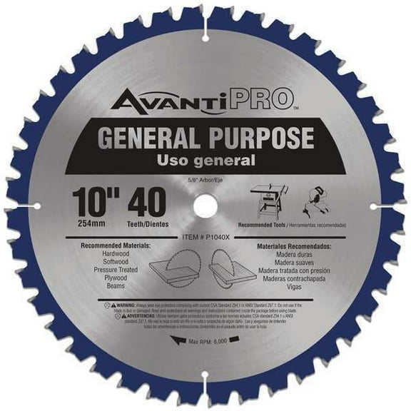 Avanti Circular Saw Blade,10 in Blade,40 Teeth P1040X
