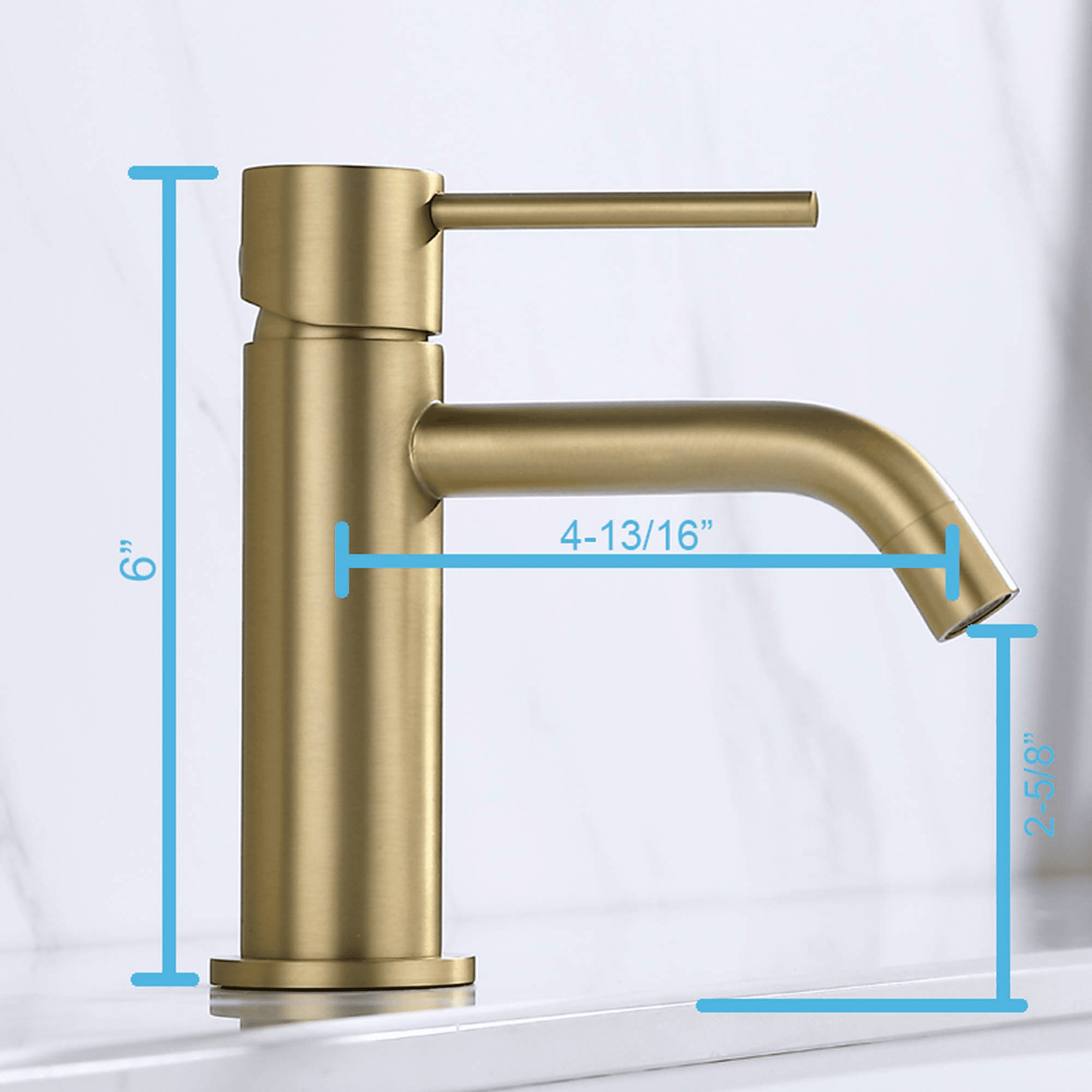 Adorer Brushed Gold Bathroom Faucet, Single Handle Brass Sink Faucet Bathroom Single Hole with Pop Up Sink Drain Assembly and Water Faucet Supply Lines