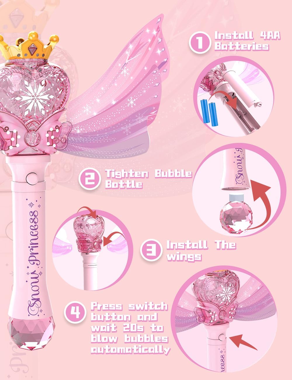 Beautysureup Bubble Wand with LED Lights and Music photo 4