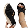 thumbnail image 4 of Tauxra Sandales Compensées pour Femmes, Pantoufles à Bout Ouvert pour Femmes, Sandales à Enfiler Décontractées Grande Taille avec Bride Croisée et Bout Rond, Espadrilles d'Été Confortables, 4 of 9