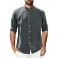 thumbnail image 2 of Tidyack,Bestselling,Men Casual Linen Long Sleeve Shirt, Button Down Collar, Pockets, Beach Summer Wear, Breathable Fabric, For Travel, Lightweight Design, Relaxed Fit, Outdoor Activities, 2 of 6