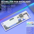 thumbnail image 6 of Restored Aula F108 Wireless Mechanical Keyboard, BT5.0/USB-C/2.4GHz Hot Swappable Custom Gaming Keyboards, PBT Keycaps, Pre-lubed Switches, RGB Backlit Full Size Creamy Keyboard with Number Pad (Refurbished), 6 of 8