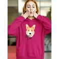 thumbnail image 2 of Stay Cute Happy Corgi Dog Hoodie Women -Image by Shutterstock, Female XX-Large, 2 of 4
