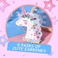 thumbnail image 2 of PinkSheep 5 Pair Girls Stud Earrings, Unicorns Flowers Star Kids Earrings Set Dress up Jewelries for Child, 2 of 8