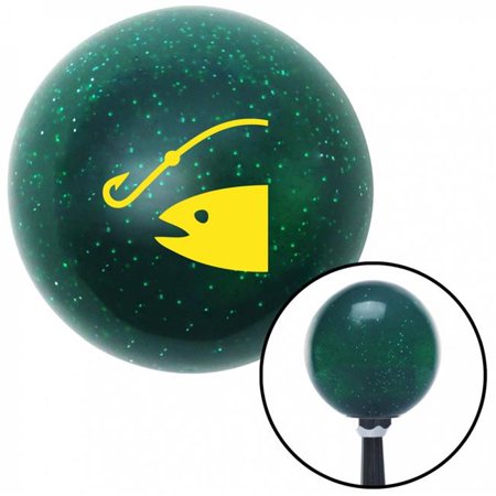 American Shifter Yellow Hook N Fish Green Metal Flake Shift Knob with M16 x 1.5 Insert Shifter Auto Brody