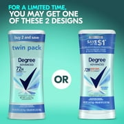 Degree Advanced Womens Antiperspirant Deodorant Stick Twin Pack Shower Clean, 2.6 oz