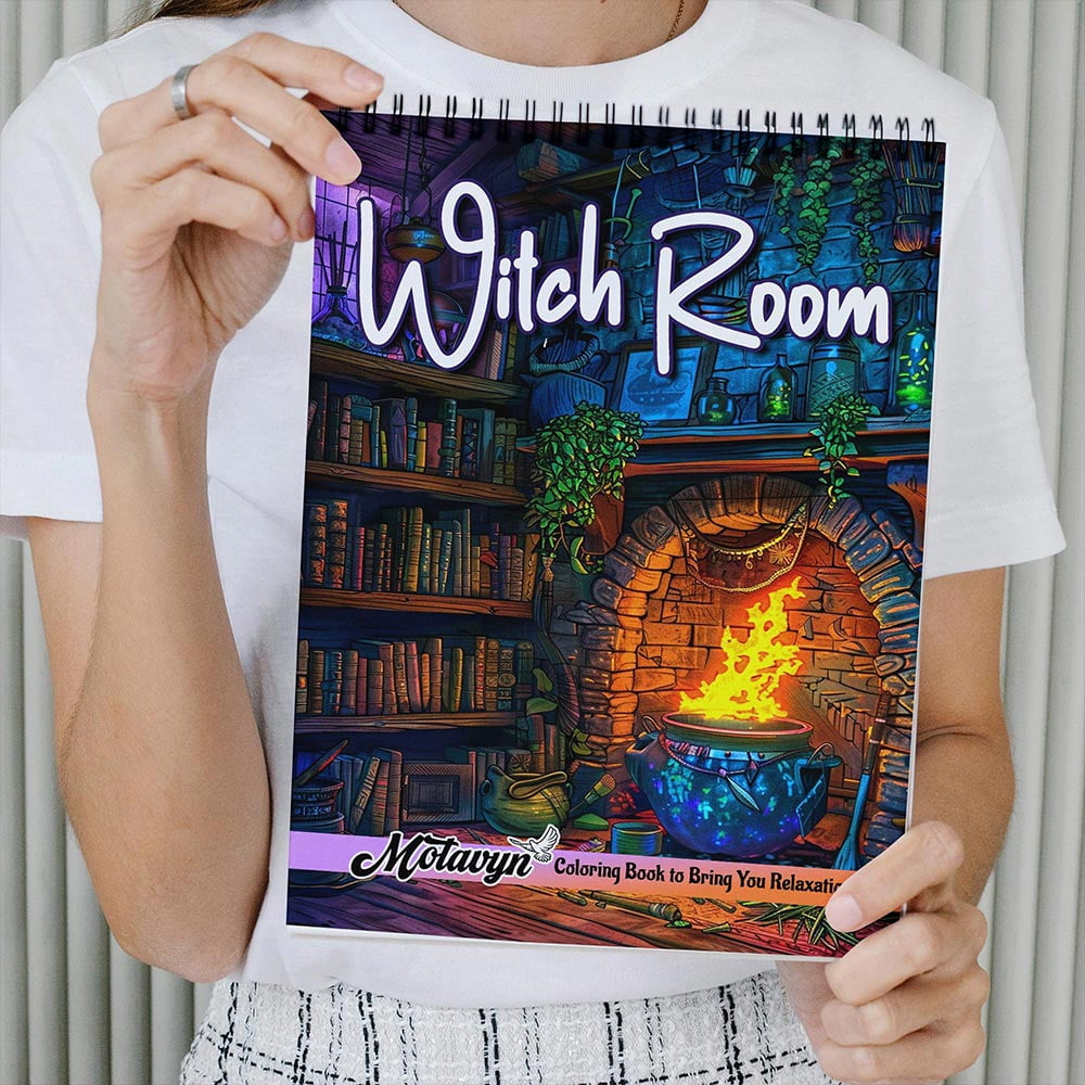 MOTAVYN Witch Room Coloring Book for Adults, Spiral Bound, Soft Cover