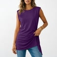 thumbnail image 2 of Kukoosong Women's Tunic Tank Tops, Side Ruched Irregular Hem Loose Fit Camisole Tops, Soft Stretchy Long Vest Shirts for Beach, Summer Casual Round Neck Sleeveless Tanks, 2 of 7