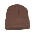 thumbnail image 2 of Outfmvch Winter Beanie Hats for Men Women, Warm Cozy Knitted Cuffed Skull Cap Brown L, 2 of 6