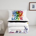 thumbnail image 5 of Manfei Rainbow Groovy King Size Comforter Sets, Ink Love Butterfly Comforters King Size, White Blue, Black Reversible, 3pcs, 1 Comforter and 2 Pillowcases, 5 of 7