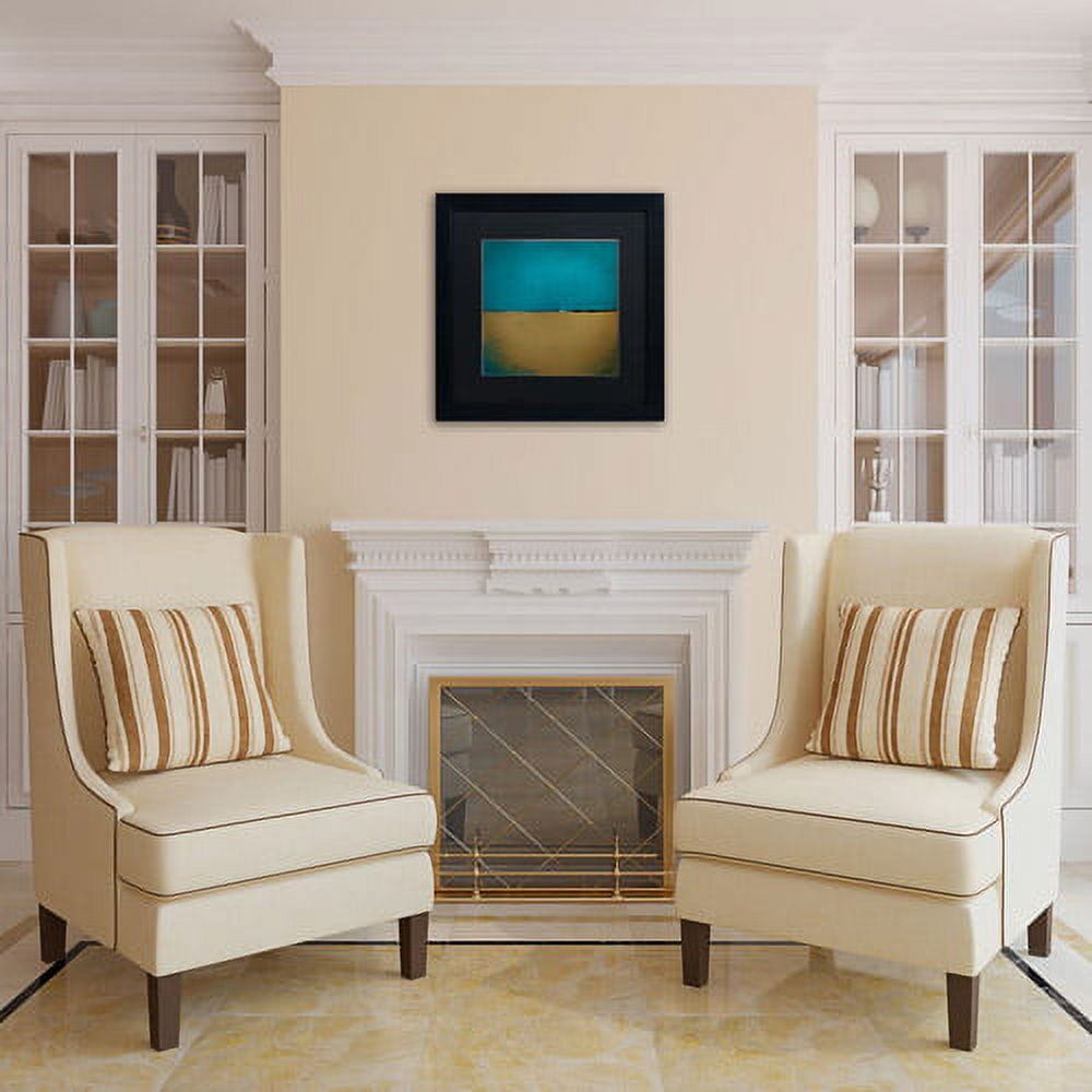 Trademark Fine Art "Teal Horizon" Canvas Art by Nicole Dietz, Black Matte, Black Frame