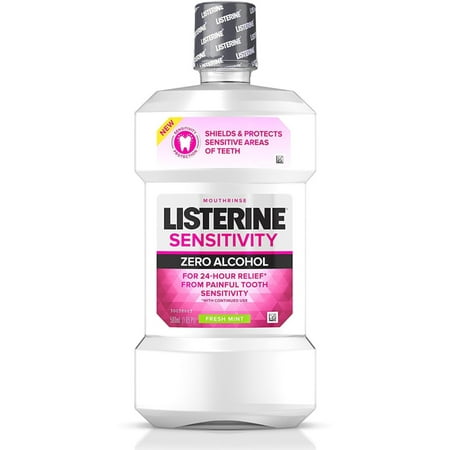 3 Pack - Listerine 24-HR Tooth Sensitivity Relief & Protection Alcohol-Free Formula Sensitivity Mouthwash, Fresh Mint