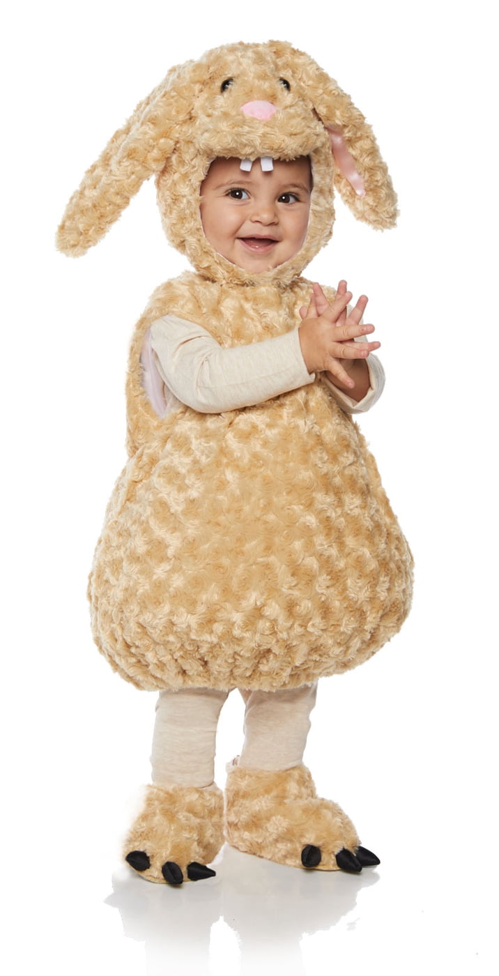 Bunny Girls Toddler Brown Belly Baby Plush Fluffy Animal Costume-L -  