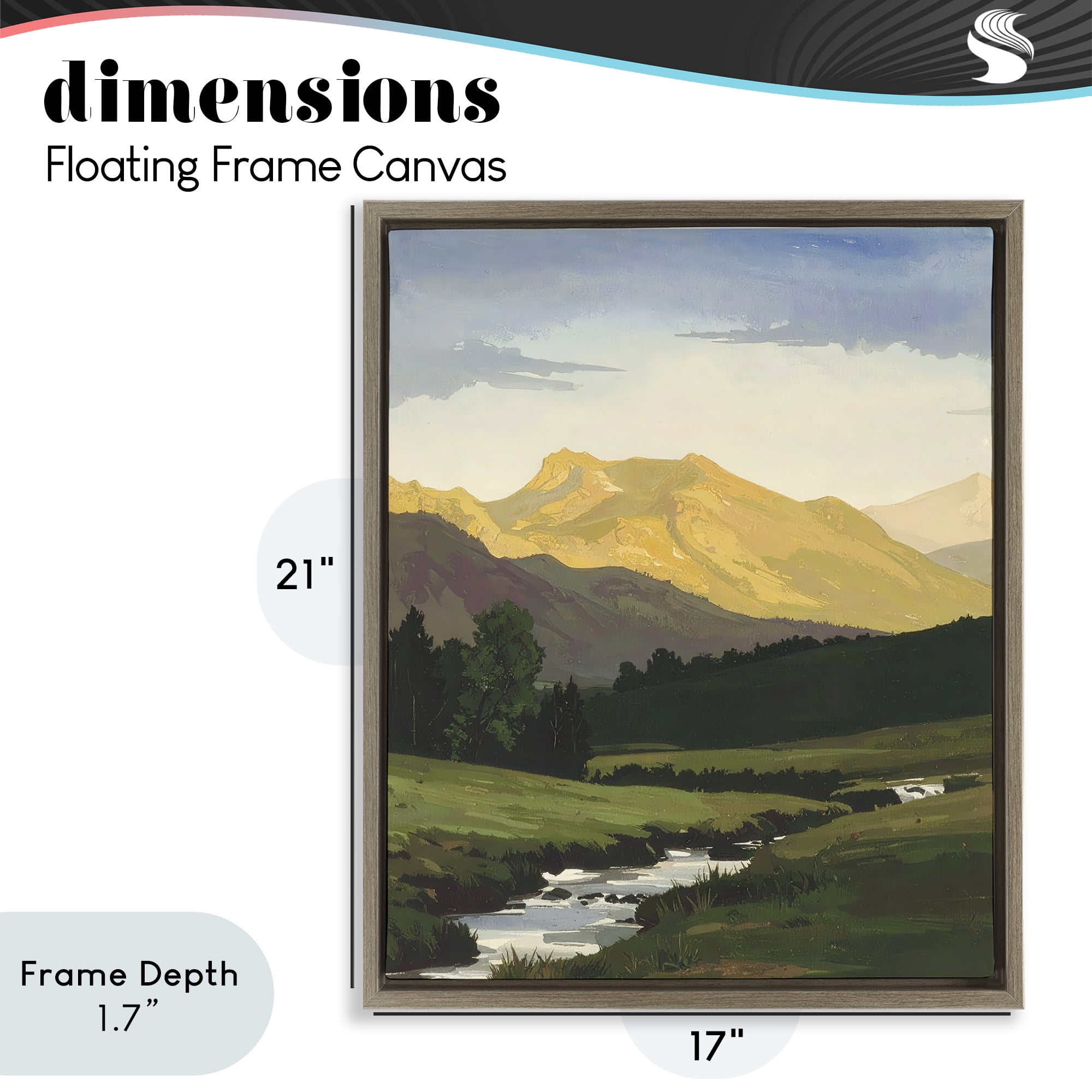 Stupell Industries Mountain Across The Valley Brown Framed Floater Canvas Wall Art, design by Alonza Saunders