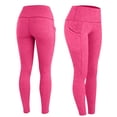 thumbnail image 4 of VV AVEORS High Waisted Yoga Pants For Women Stretchy Tummy Control Leggings Quick Dry Soft Gym Workout Running Pant With Pocket Hot Pink XL, 4 of 6