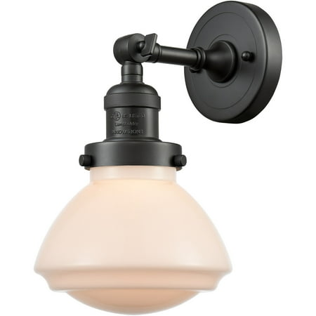 

Oil Rubbed Bronze Tone Wall Sconces 7 Wide Matte White Glass Steel/Cast Brass Medium Base 1 Light Fixture