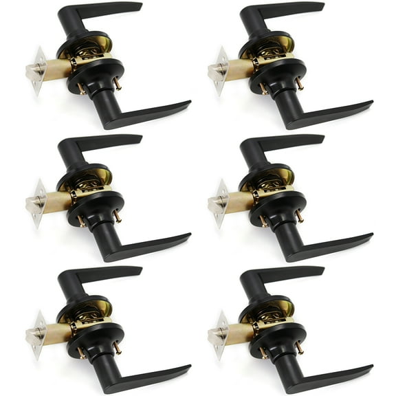 Lara Door Lever Black Passage Door Handle 6 Pack by Villar Home Designs