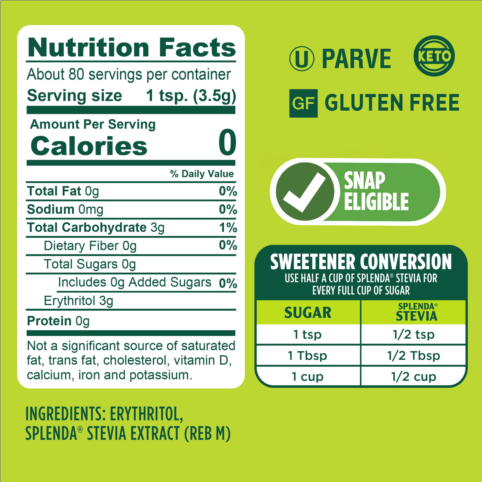 Splenda Naturals Stevia Sweetener, Instant, Gluten Free, 9.8 oz Shelf Stable Plastic Jar