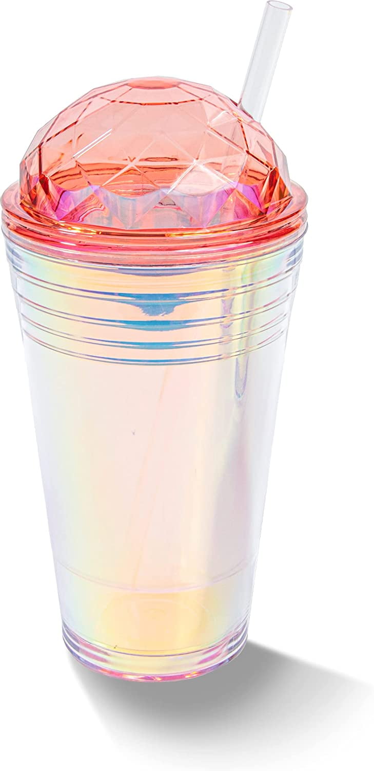 Clear Glass Tumbler Glass Tumbler With Lid and Straw Dome Lid