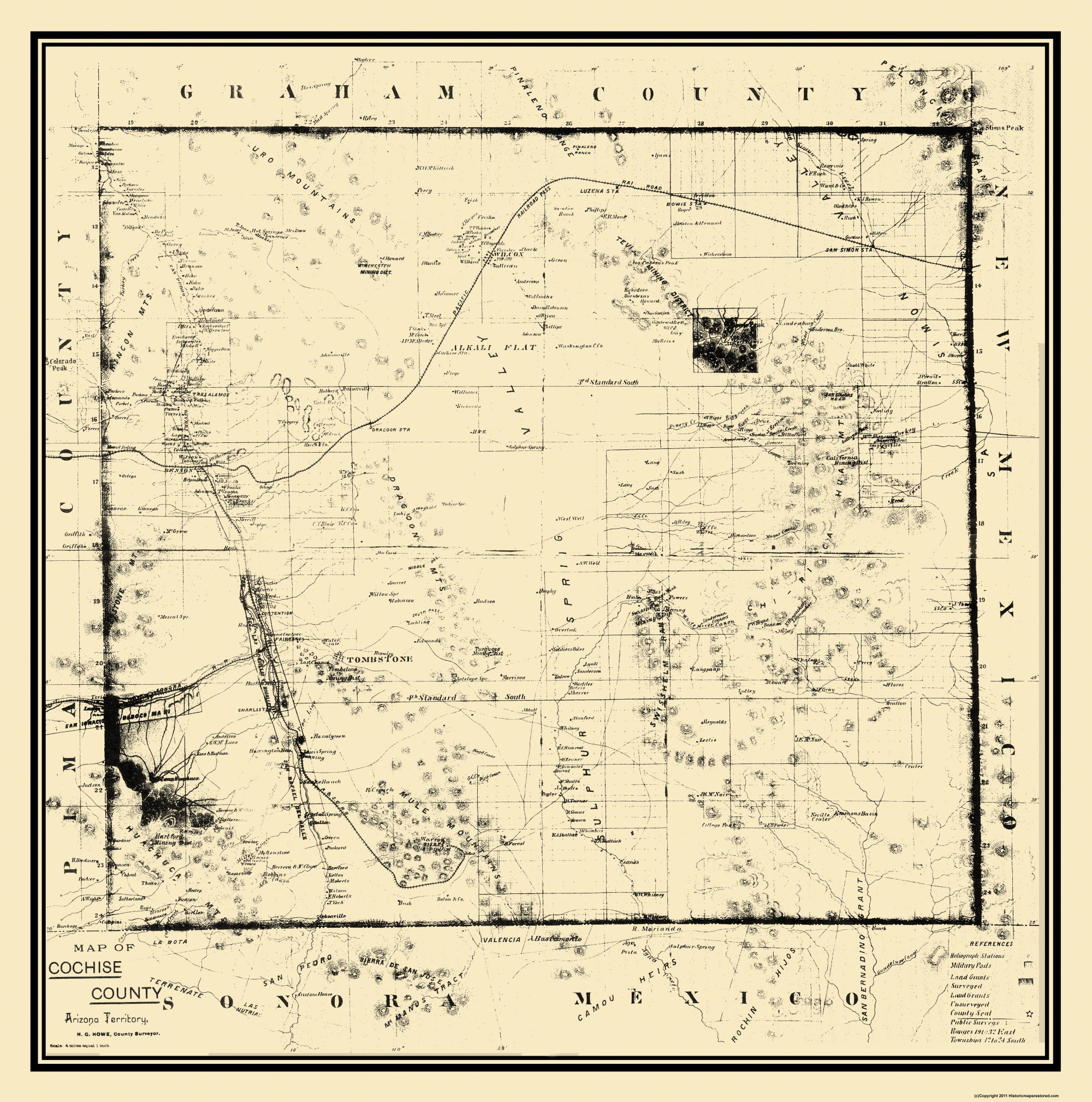 Cochise County Arizona - Howe 1890 - 23 x 23.19 - Matte Art Paper
