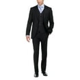thumbnail image 3 of LN LUCIANO NATAZZI Men's Two Button Bird's Eye 3 Piece Modern Fit Vested Suit Black, 3 of 5