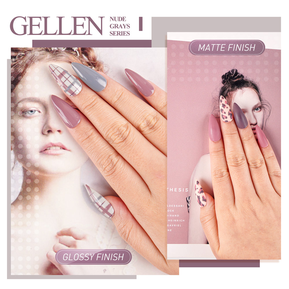 Gellen Gel Nail Polish Kit 6 Colors Nudes & Grey photo 2