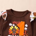 thumbnail image 5 of Enyan Newborn Baby Girl Thanksgiving Outfit Long Sleeve Turkey Letter Romper Suspender Skirt 2Pcs Set（Size 3-6 Months）, 5 of 9