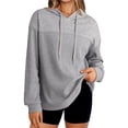 thumbnail image 2 of Sudadera con Capucha para Mujer, Informal, de Punto Gofre, de Larga, con Cordón Ajustable, Ligera, con Capucha Gris L, 2 of 8