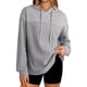 thumbnail image 2 of Sudadera con Capucha para Mujer, Informal, de Punto Gofre, de Larga, con Cordón Ajustable, Ligera, con Capucha Gris M, 2 of 8
