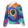 thumbnail image 6 of Jackets for Women Winter Coat Jackets Flannel Stand Collar Jacket(Colorful Fish Art Print,Size:S-4XL), 6 of 7