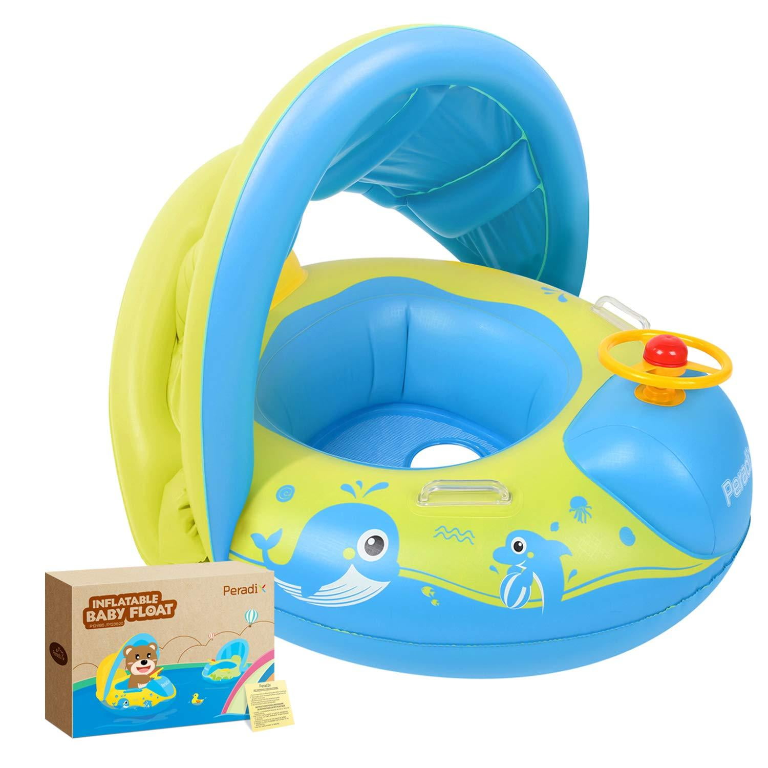 Swimming Ring Inflatable Baby Float Sunshade Swimming Boat Seat Canopy Swim 