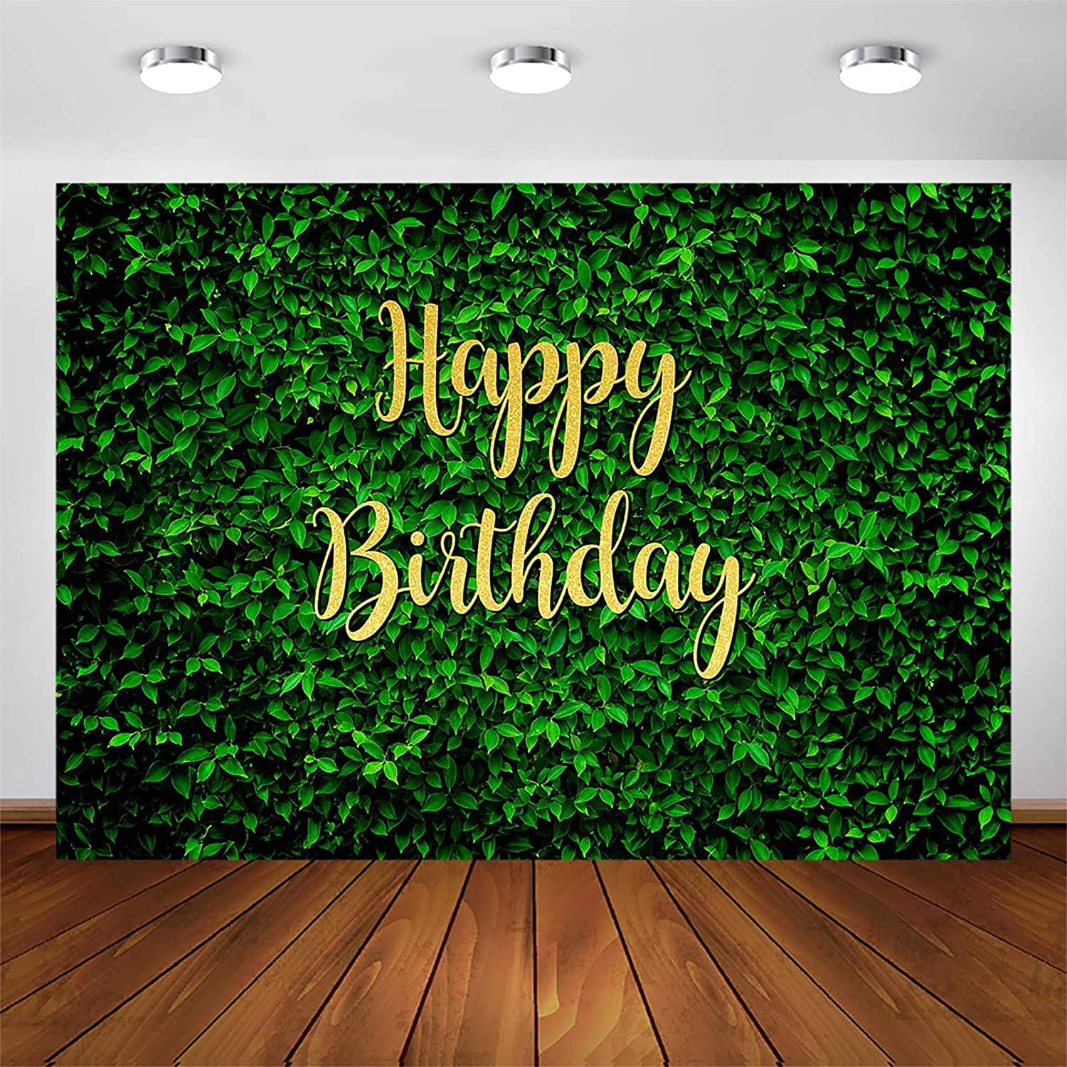 Green Nature Forest Round Happy Birthday Party Backdrop
