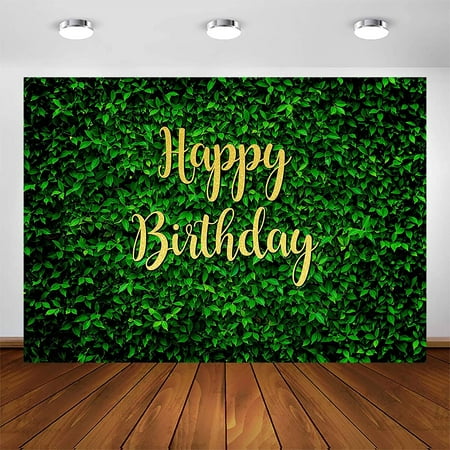 Image of Mocsicka Green Leaves Happy Birthday Backdrop for Jungle Safari Party Decorations Photography Background Nature Green Rustic Lawn Leaves Birthday Party Photoshoot Photobooth