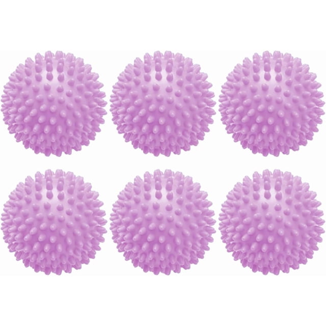 Lot de 6 Boules de Lavage pour Lessive, Boules pour Vêtements Secs Réutilisables, Boules pour Sécheuse Moelleuses et Antistatiques, Assouplissant Anti-Emmêlement pour Machine à Laver (Violet)