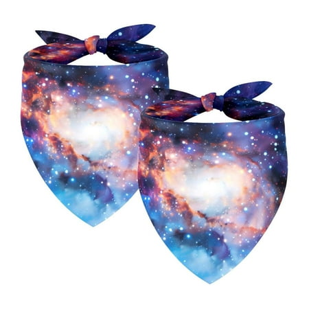 PhooArto Bright Galaxy Dog Bandanas 2 Pack Soft Washable Pet Scarf Triangle for Large Dogs Puppies and Cats