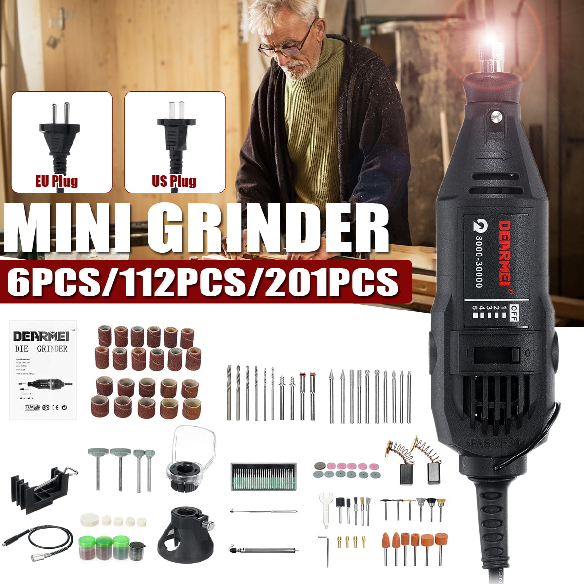 20W USB Electric Grinder Mini Drill Rotary Handle Drill Tool Kit Driver Engraving Set for Carving Grinding Sharpening 