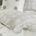 thumbnail image 6 of Noaman King/Cal King 4 Piece Embroidered Cotton Reversible Duvet Cover Set, Shabby Chic Design, Ivory/Grey, 6 of 20
