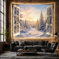 thumbnail image 6 of Snowy Pine Forest Beyond an Open Window, Peaceful Digital Art for Nature Lovers, Winter Landscape Decor, Christmas Gift, Tapestry Wall Hanging for Bedroom and Living Room, 6 of 7