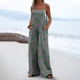 thumbnail image 2 of UPPADA Women's Summer Square Neck Jumpsuits Boho Wide Leg Overalls Casual Floral Print Rompers Beach Outfits with Pockets Vacation Outfit Gray,L, 2 of 6