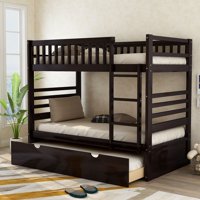 Merax Wood Bunk Bed, Twin Over Twin, Multiple Finishes with Trundle
