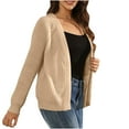 thumbnail image 2 of YUTK Women Jackets Plus Size,Women's Solid Color Long Sleeved Knitted Cardigan Knitted Jacket(Beige,L), 2 of 4