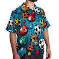 thumbnail image 2 of Football Men's Casual Short Sleeve Printed Button Down Spread Collar Tops Summer Beach Shirts Unisex, 2 of 6