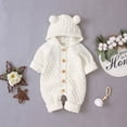 thumbnail image 3 of Barboteuse Tricotée à Capuche en Laine pour Bébé Garçon Fille Blanc, 3 of 4