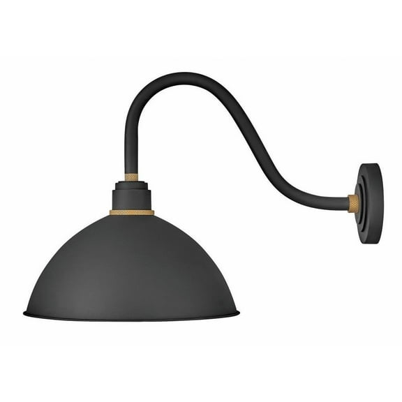 1 Light Medium Outdoor Gooseneck Barn Light in Traditional-Industrial Style 16 inches Wide By 18 inches High-Textured Black Finish Bailey Street Home