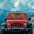 thumbnail image 3 of HUIACONG Windshield Sun Shade for Jeep Wrangler JK JKU JL JLU1997-2024,Window Sun Visor for UV Rays & Heat Protection,Brown Mandala Windshield Sunshade, 3 of 6