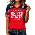 thumbnail image 3 of 2026 New USA Soccer Jersey for Women, United States Jersey Soccer, V Neck Short Sleeve Football Tee, USA Flag Soccer Jersey Sport Top for Adult(Red, S), 3 of 6