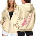 thumbnail image 2 of Breast Cancer Awareness Zip Up Hoodie Women Oversized Graphic Hooded Jackets Casual Fall Preppy Long Sleeve Sweatshirts, 2 of 7