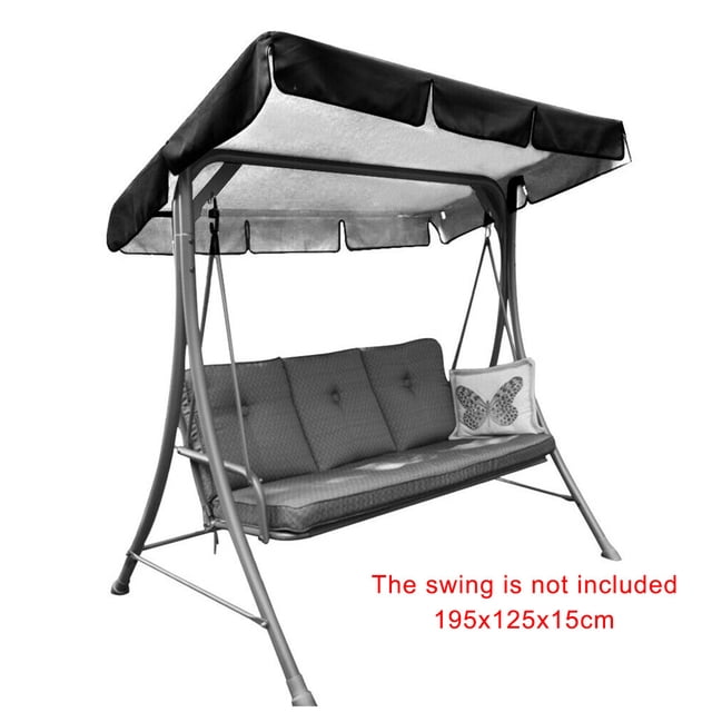 Cateissary Nueva cubierta para columpio de 3 asientos, cubierta para jardín, impermeable, resistente a los rayos UV, sombra para silla, polvo/, Jardín y Patio negro 195*125*15cm