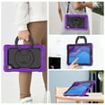 thumbnail image 4 of Lenovo Tab M10 HD 2nd Gen 10.1 Inch 2020 Case TB-X306F / TB-X306X with Pencil Holder + Built-in Kickstand + 360° Rotating Handle + Screen Protector Film, 3 Layer Rugged Heavy Duty Case, Black+Purple, 4 of 9