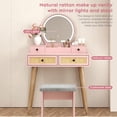 thumbnail image 3 of Brafabhome Boho Vanity Table Set with Adjustable Lighted Mirror and Stool, Modern Dressing Table Set with Drawers and Storage Shelves for Makeup Room Bedroom | Pink, 3 of 7